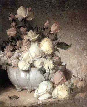 Roses in a Porcelain Bowl by Oil Painting Reproduction