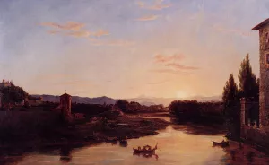 Sunset on the Arno by Oil Painting Reproduction