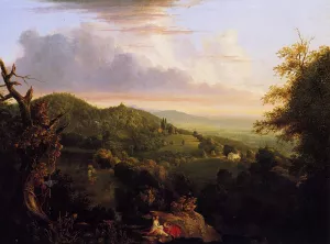 View of Monte Video, Seat of Daniel Wadsworth, Esq. by Thomas Cole - Hand-Painted Oil Painting Reproduction