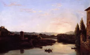 View of the Arno by Thomas Cole - Hand-Painted Oil Painting Reproduction